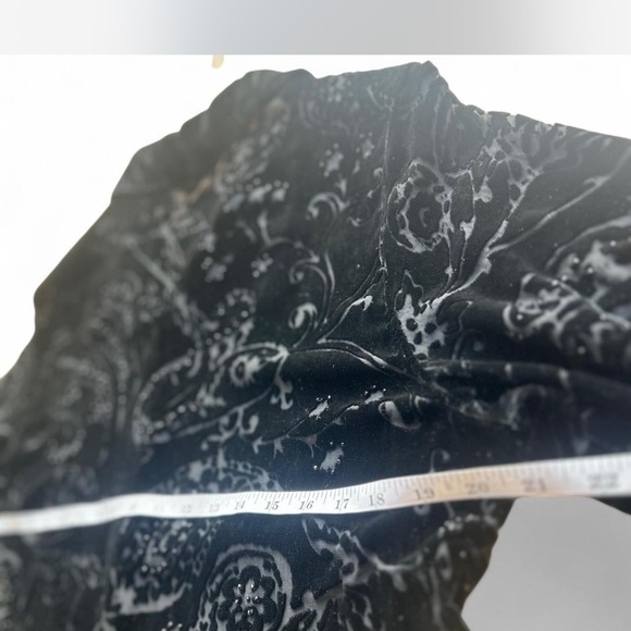 Black Burn Out Floral Velvet Button-up Blouse Silk-blend Long-sleeved XL - Picture 5 of 7